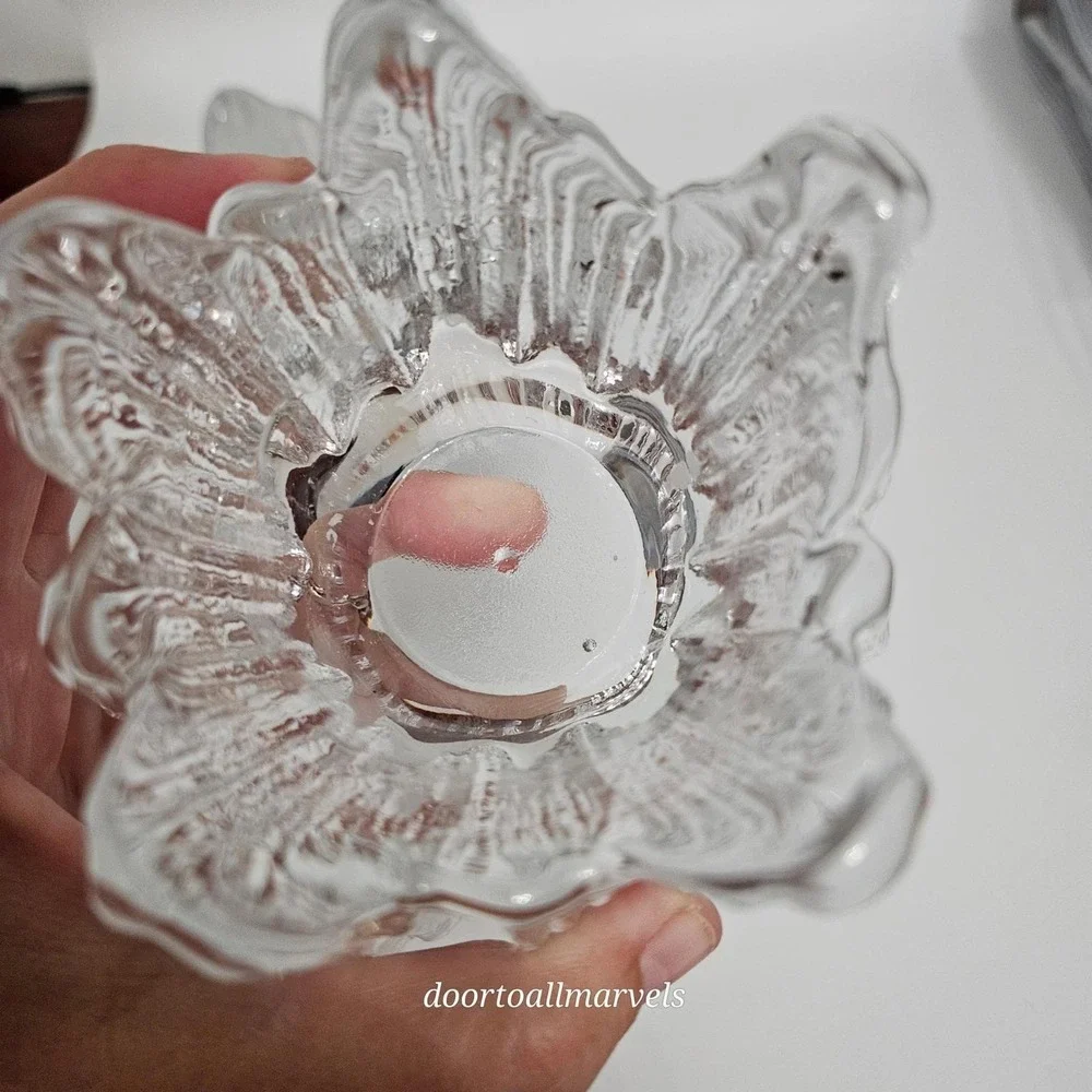 VTG Sweden Nybro Volcano Crystal Clear Tealight Candle Holders Heavy